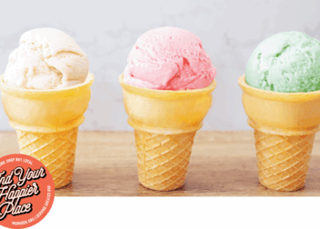 ice cream cones in a line