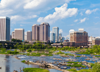 Richmond skyline seen from the James River
