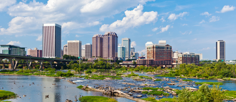 Richmond skyline seen from the James River
