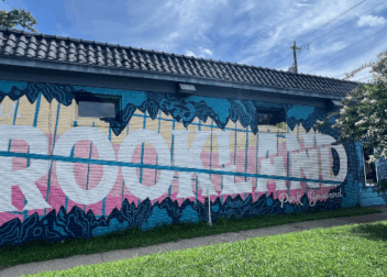 A wall with Brookland Park Blvd painted on it in Richmond