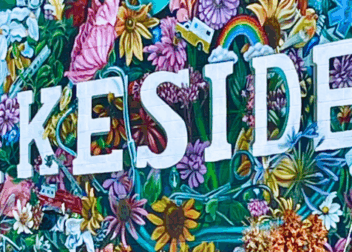 A mural that says Lakeside painted wiht colorful flowers in Richmond VA